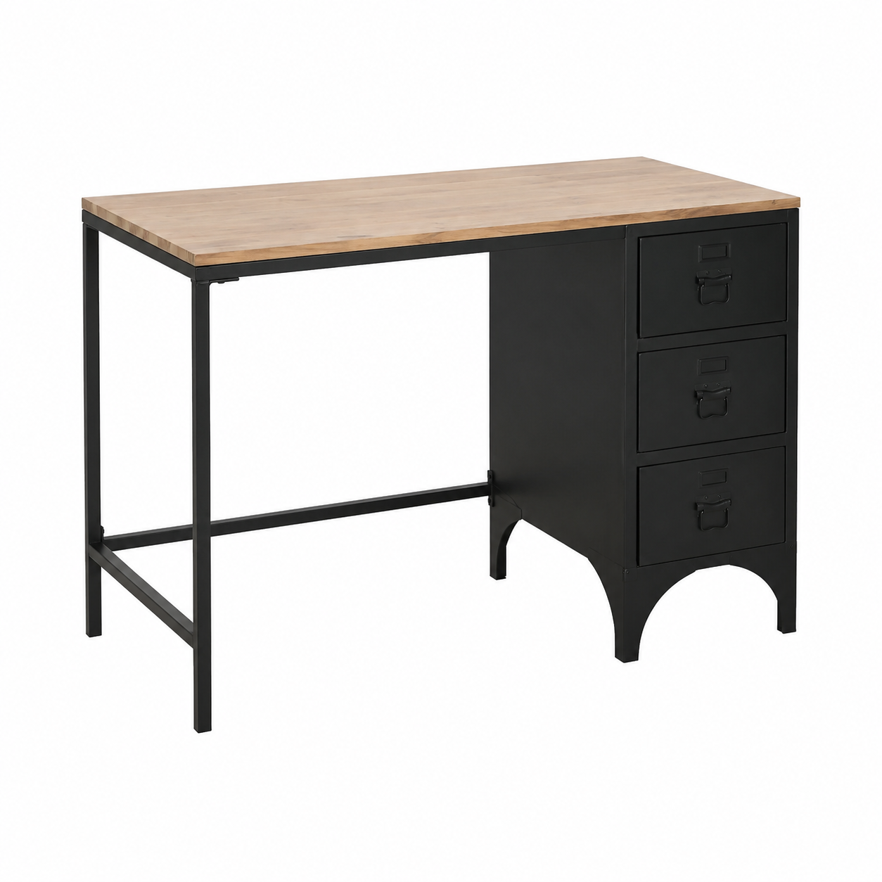 Table de travail en bois et acier avec piédestal