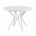 Table à manger ronde extensible, diamètre ajustable, pieds en métal blanc, style industriel