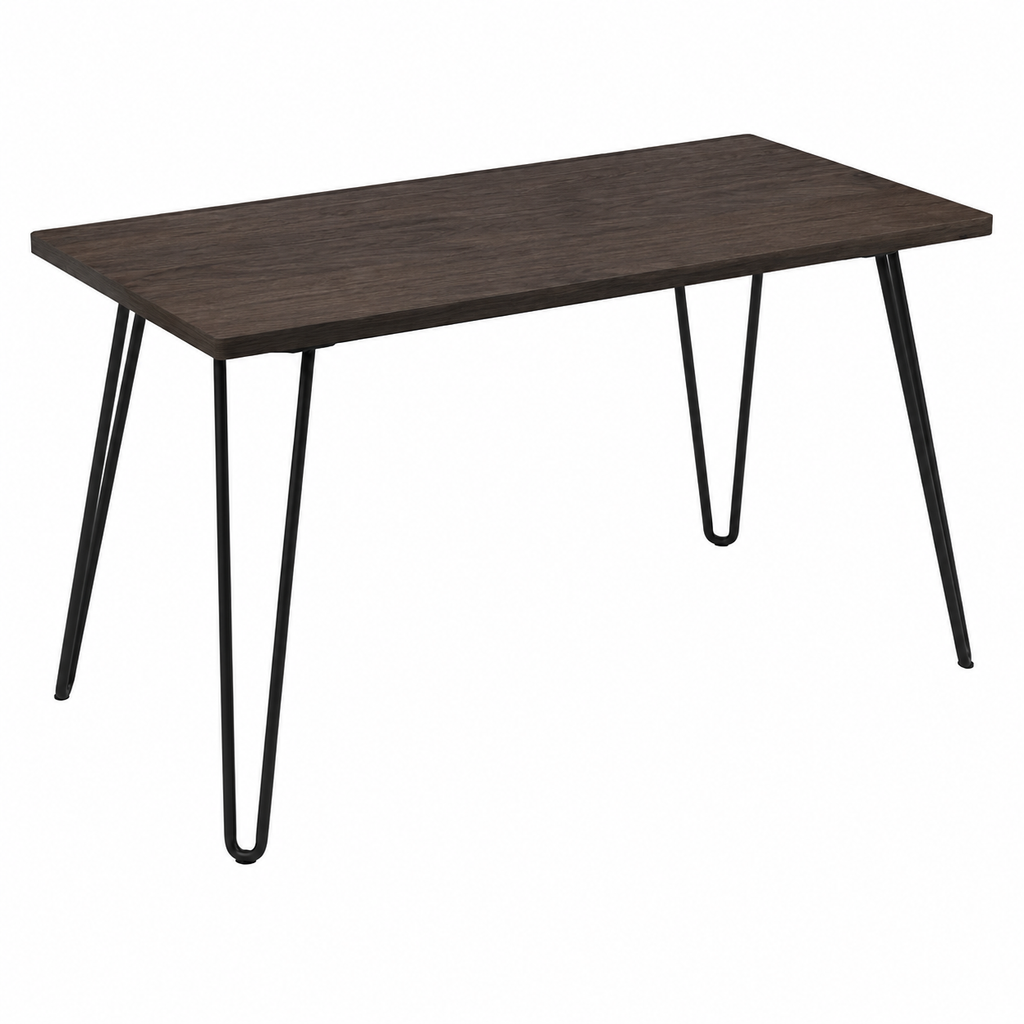 Table d'appoint en métal noir et bois foncé 120 x 60 cm