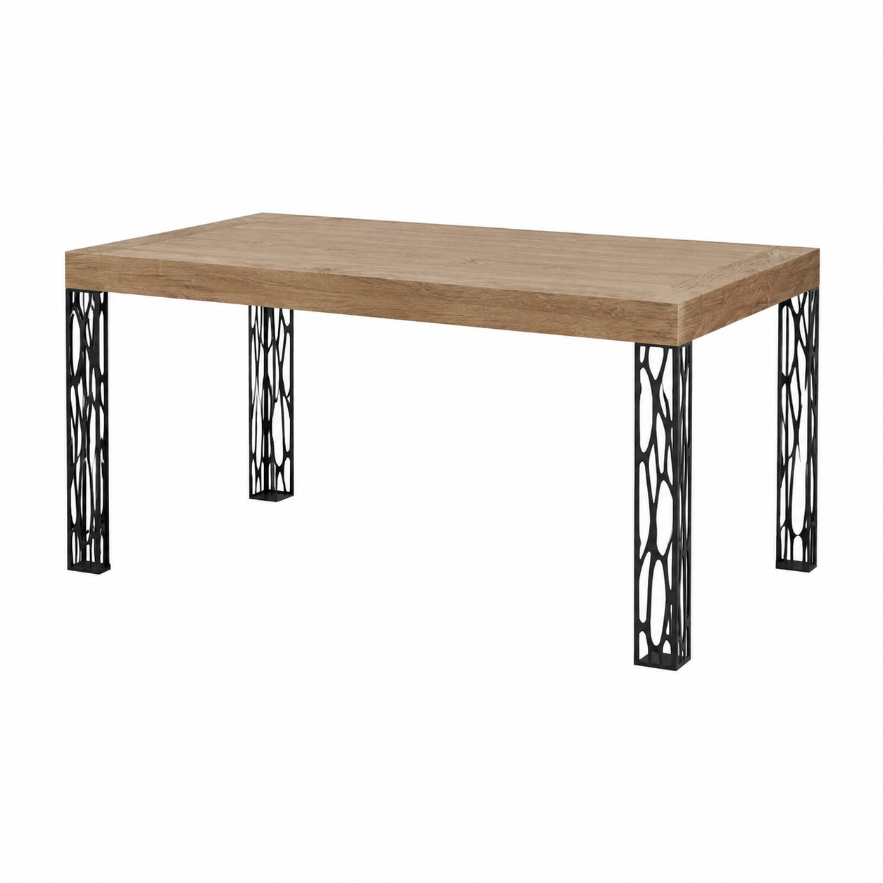 Table à manger extensible en chêne avec cadre anthracite