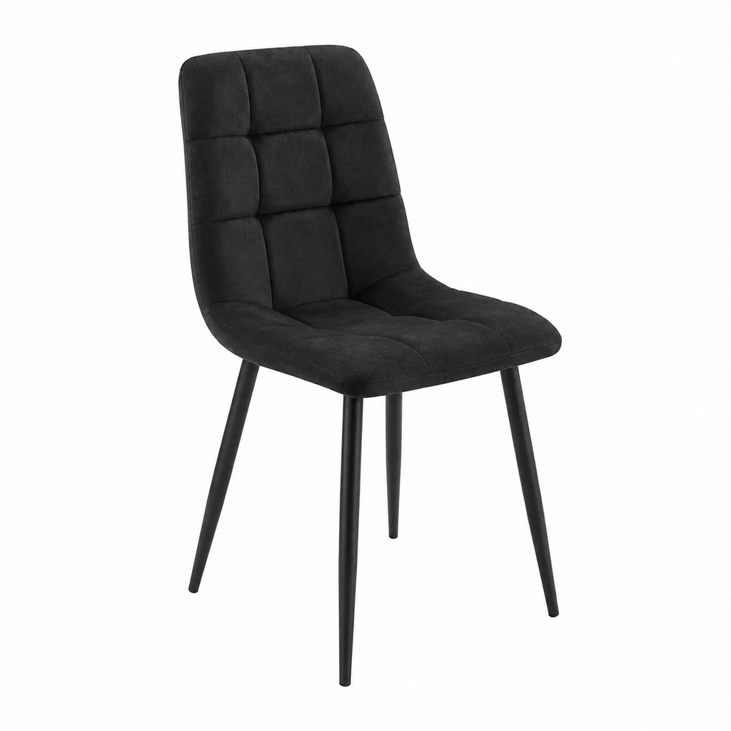 Chaise élégante en velours noir avec pieds en métal