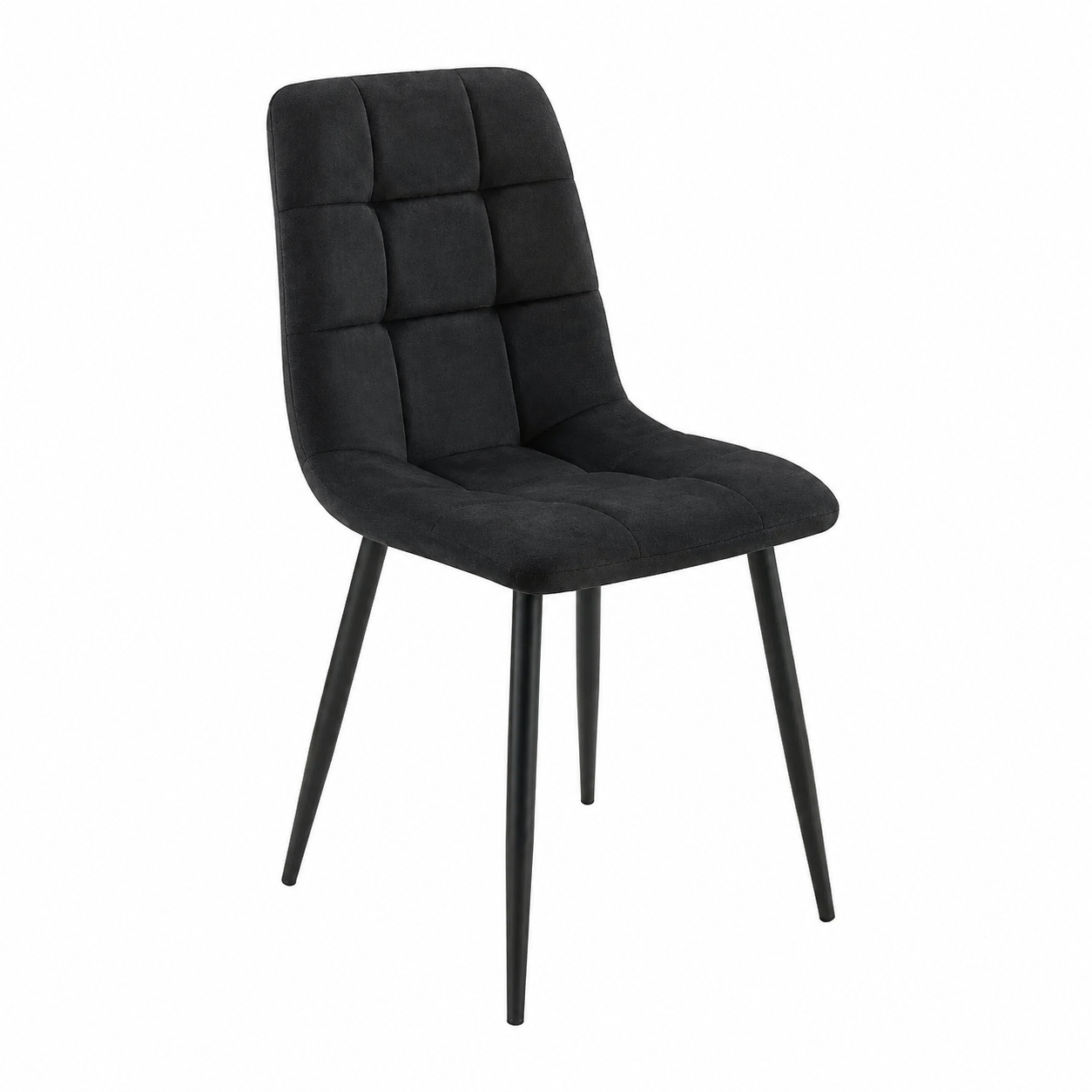 Chaise élégante en velours noir avec pieds en métal