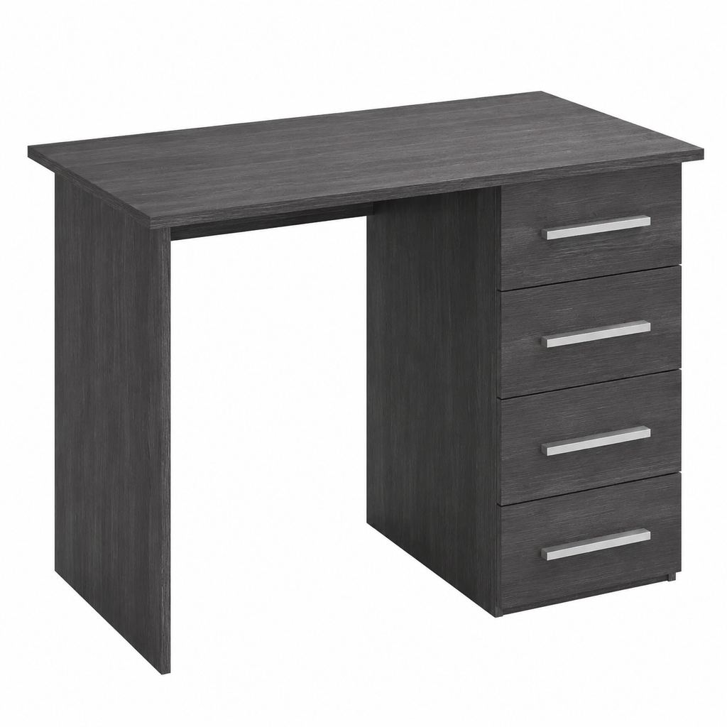 Bureau avec 4 tiroirs en chêne gris cendré