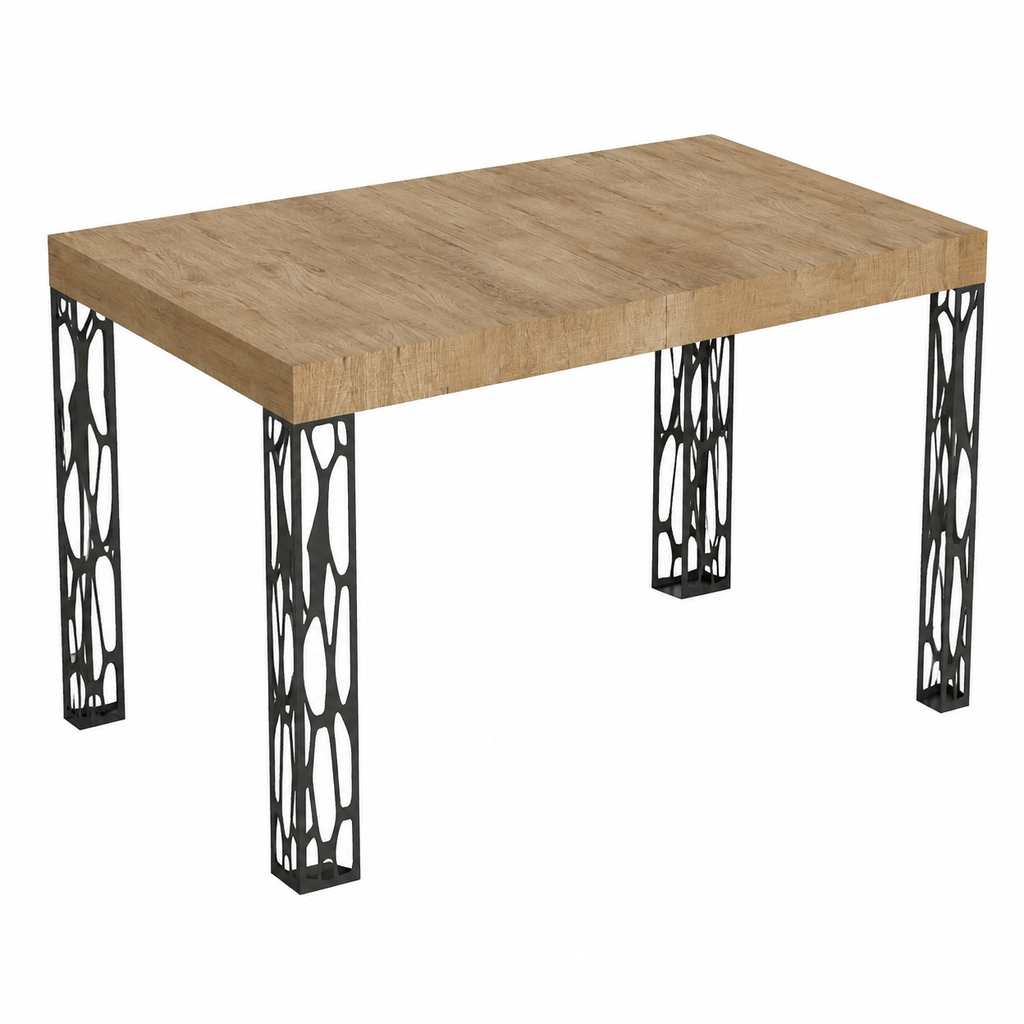 Table à manger extensible en chêne avec cadre anthracite