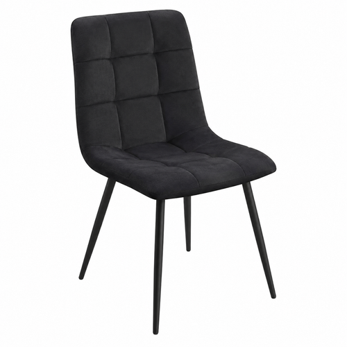 Chaise élégante en velours noir avec pieds en métal