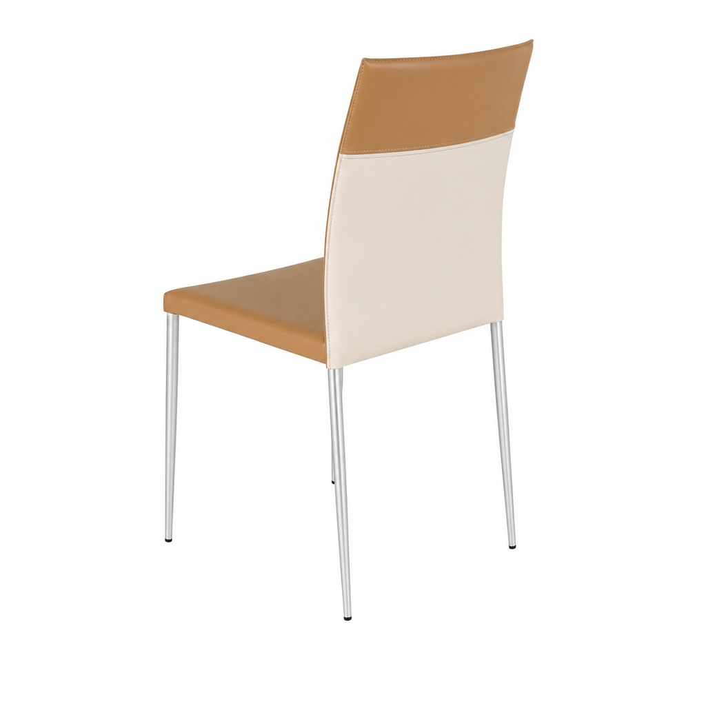 Lot de 4 chaises empilables en similicuir bicolore avec pieds métalliques