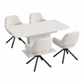 Ensemble de 4 chaises pivotantes modernes avec accoudoirs en tissu Sherpa - Blanc