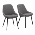 Lot de 2 chaises modernes en tissu gris avec pieds en métal noir
