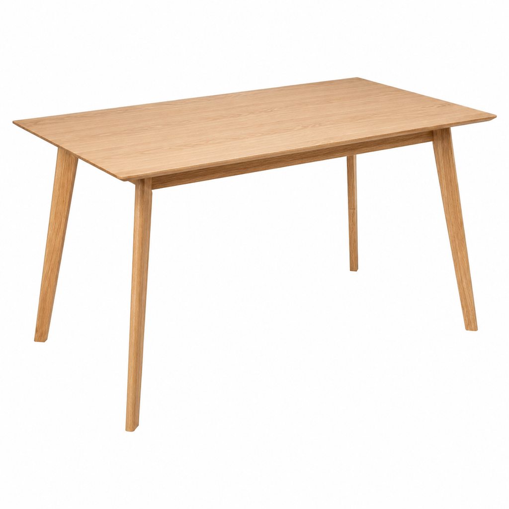 Table de cuisine rectangulaire finition blanc et pieds bois clair 120 cm