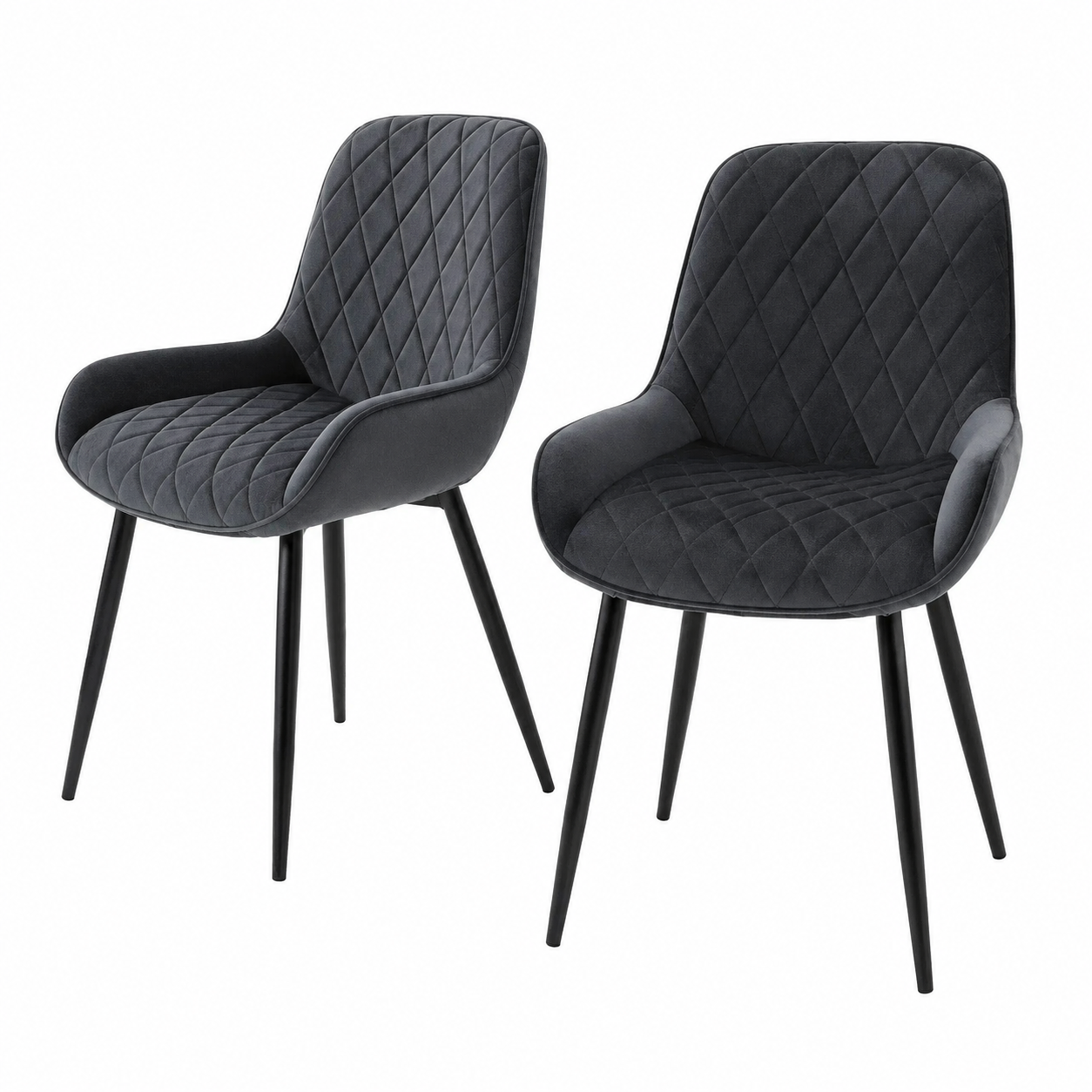 Ensemble de 2 chaises de salle à manger anthracites avec pieds en métal