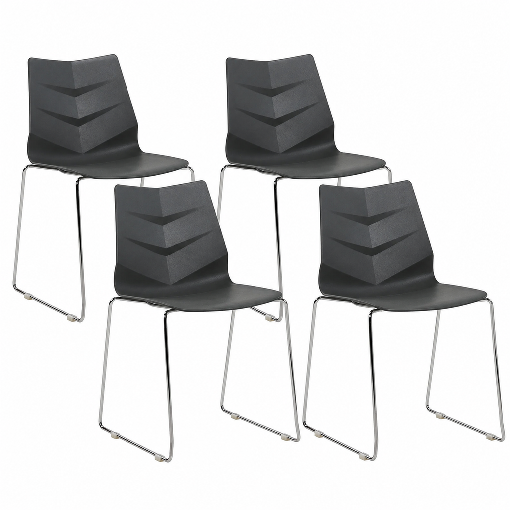Ensemble de 4 chaises de salle à manger noires modernes