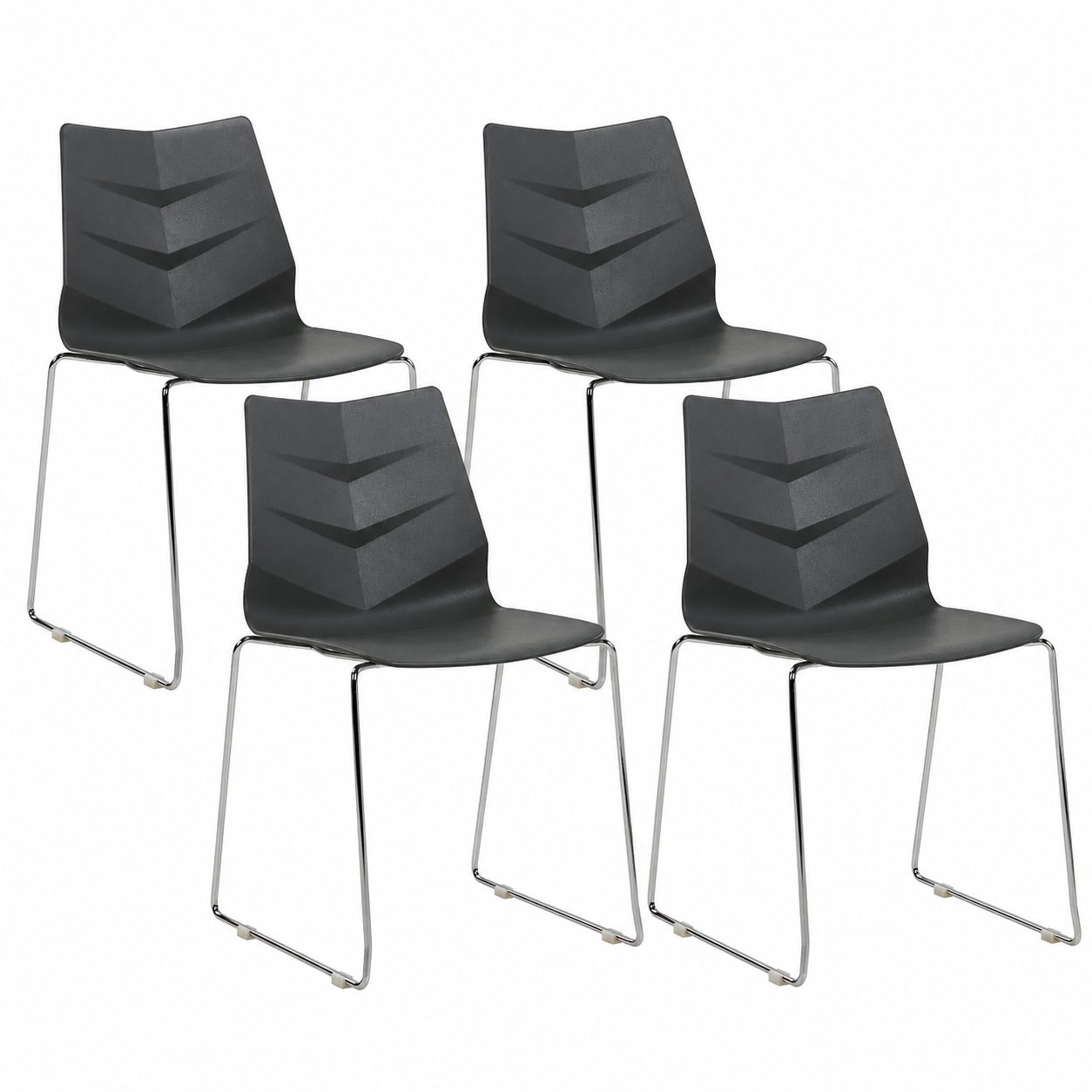 Ensemble de 4 chaises de salle à manger noires modernes