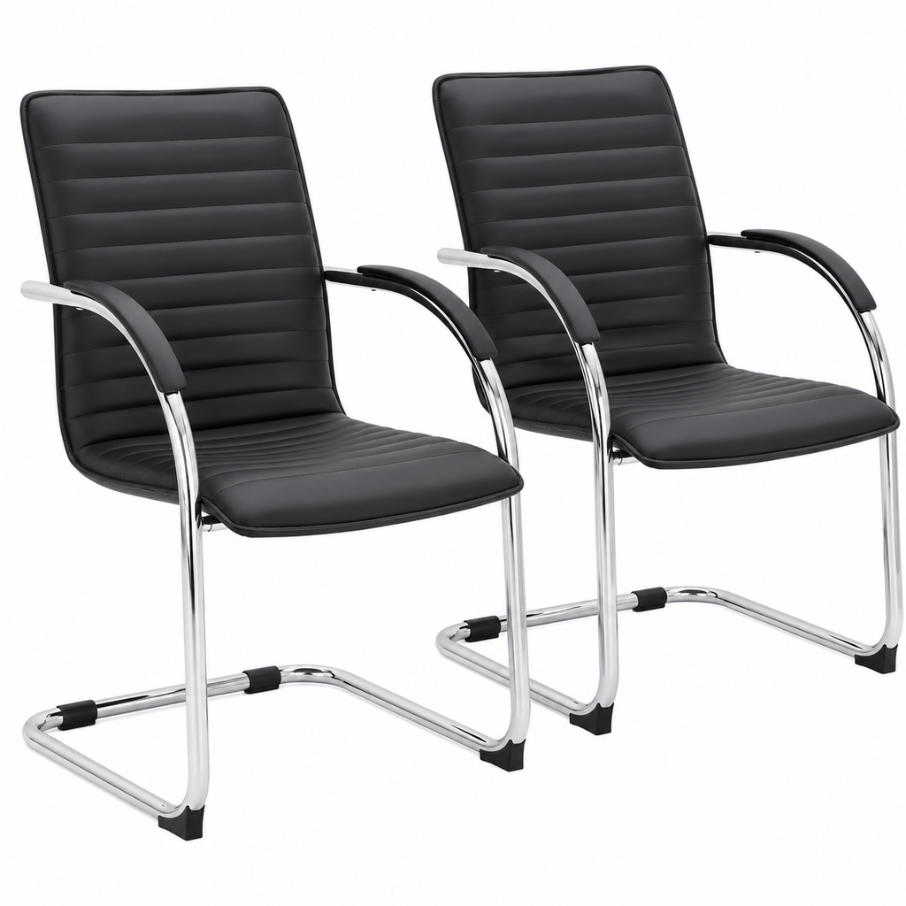 Ensemble de 2 chaises pivotantes en similicuir noir et métal