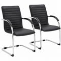 Ensemble de 2 chaises pivotantes en similicuir noir et métal
