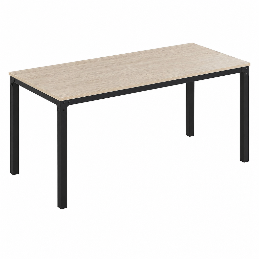 Table de salle à manger en bois clair et noir 150 x 90 cm