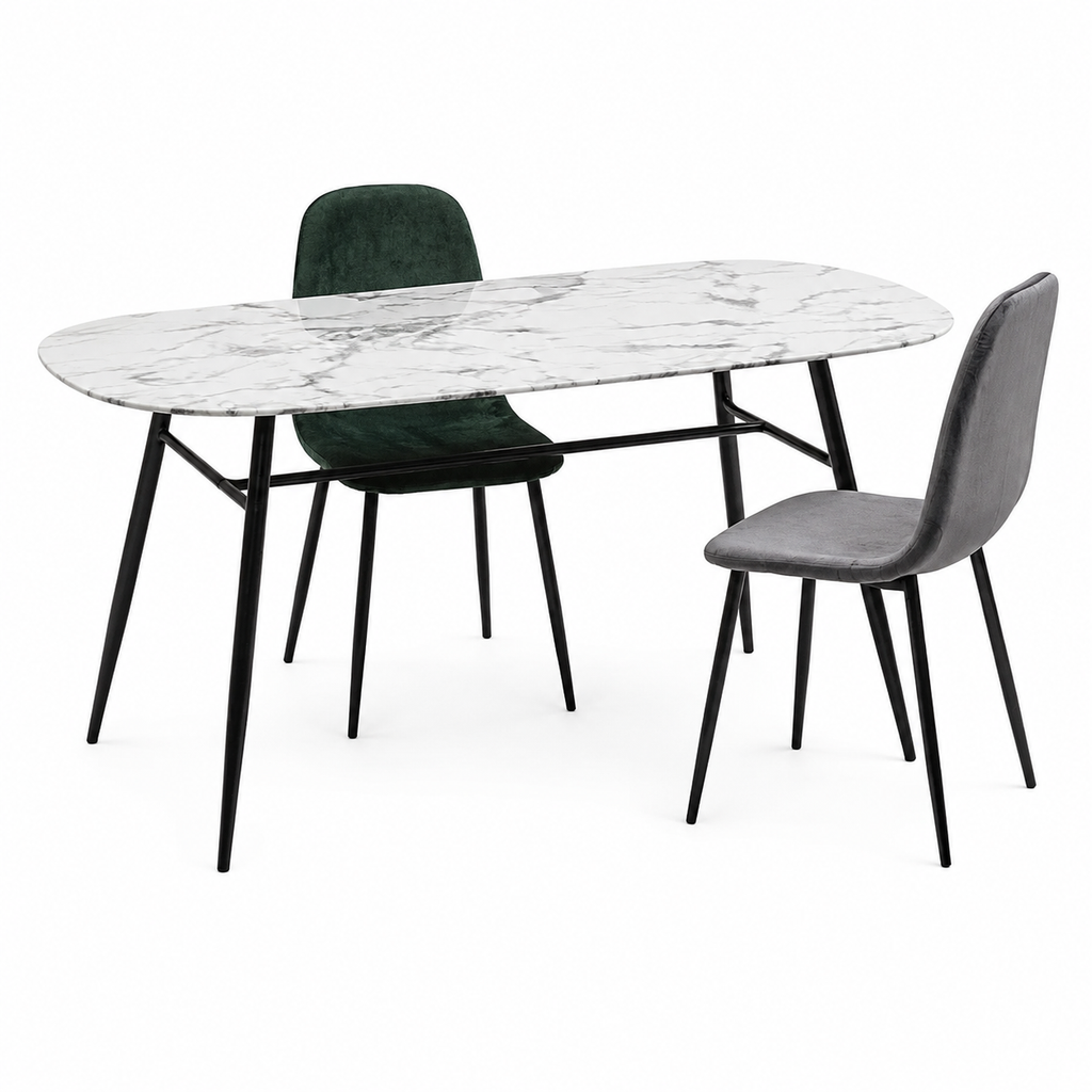 Lot de 4 chaises de salle à manger en velours et métal noir