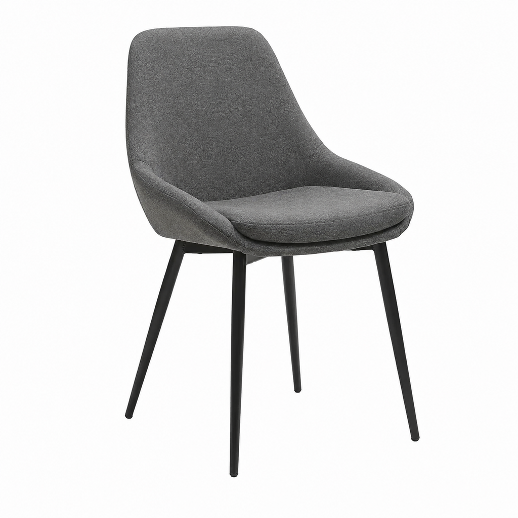Lot de 2 chaises modernes en tissu gris avec pieds en métal noir