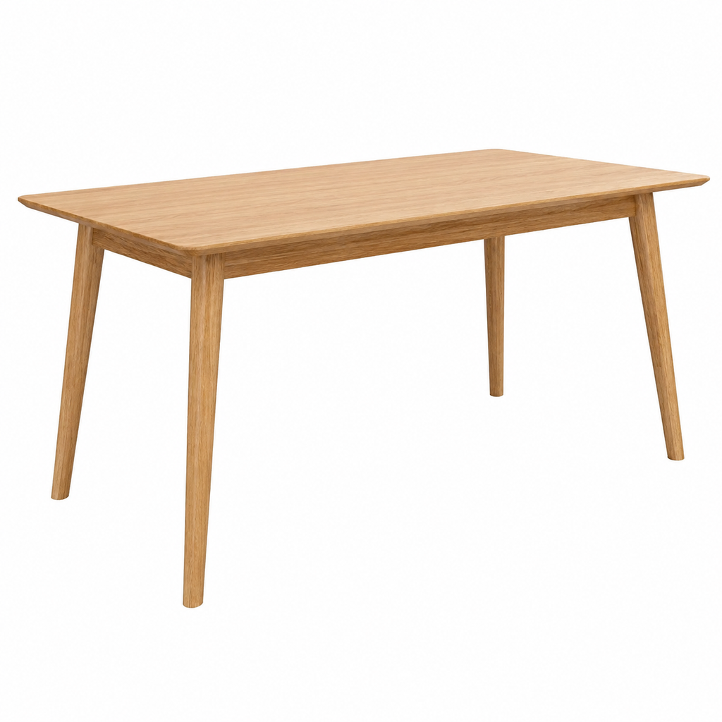 Table de cuisine rectangulaire finition blanc et pieds bois clair 120 cm