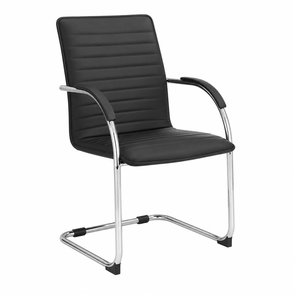 Ensemble de 2 chaises pivotantes en similicuir noir et métal