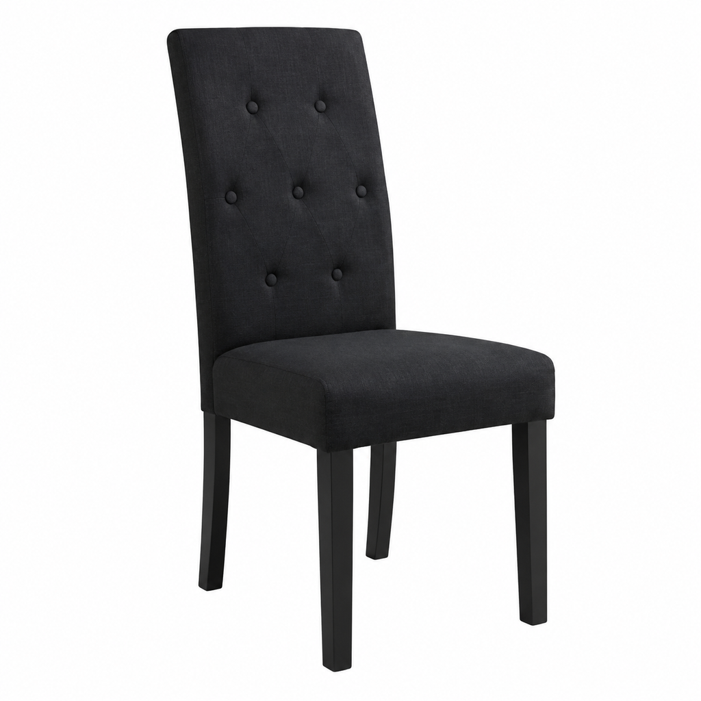 Ensemble de 2 chaises en tissu noir avec pieds en bois
