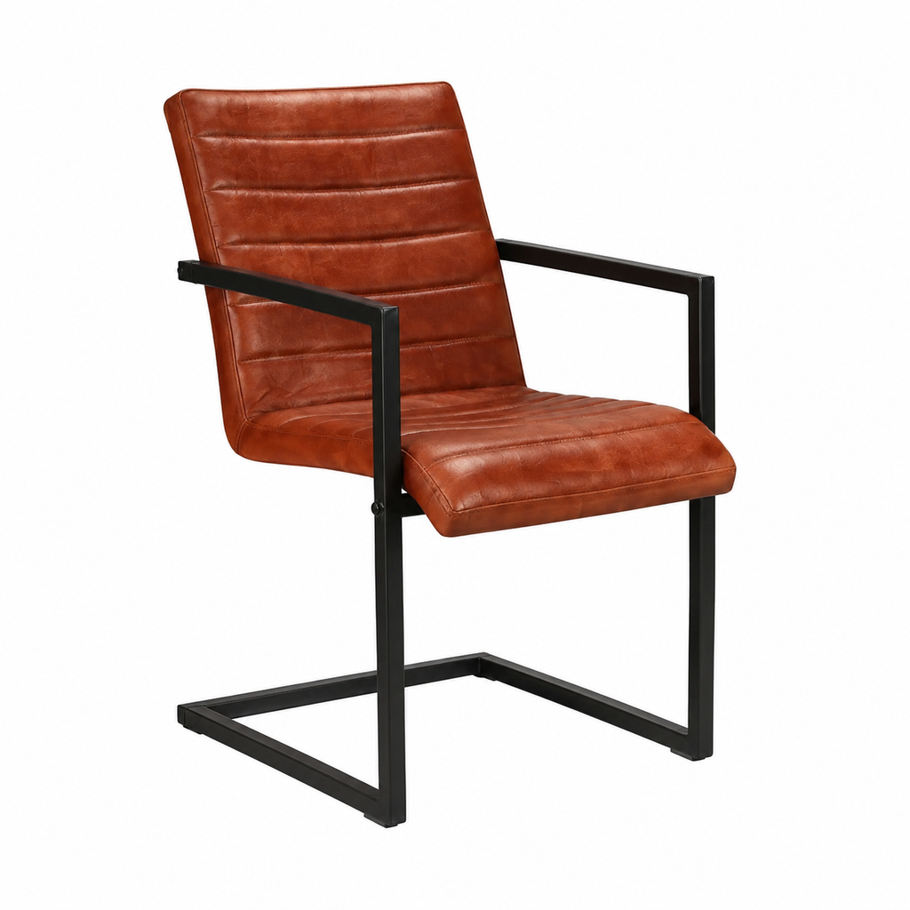 Lot de 4 chaises de salle à manger en cuir marron