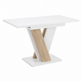 Table à manger extensible, finition blanche et chêne sonoma, 76x80x120 cm