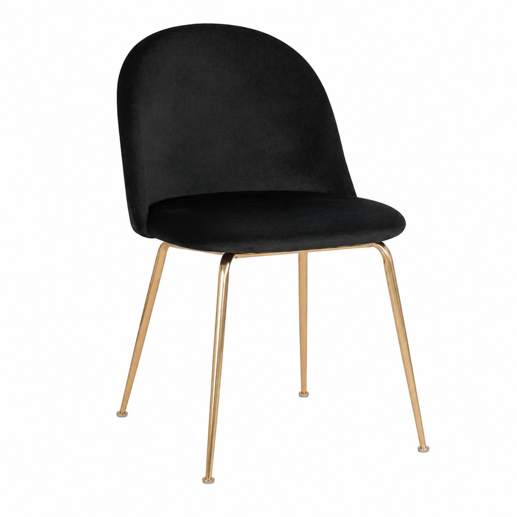 Lot de 2 chaises en velours noir avec dossier rond
