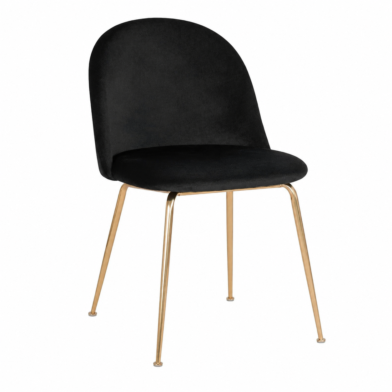 Lot de 2 chaises en velours noir avec dossier rond