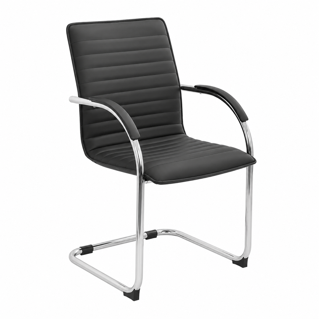 Ensemble de 2 chaises pivotantes en similicuir noir et métal
