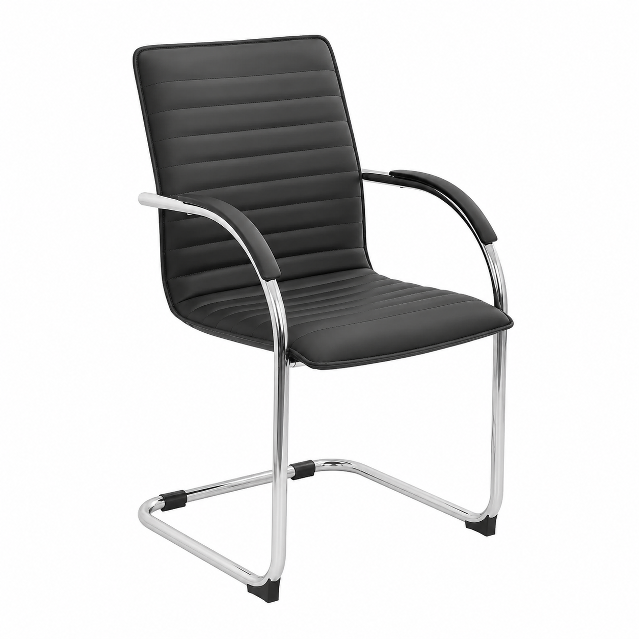 Ensemble de 2 chaises pivotantes en similicuir noir et métal