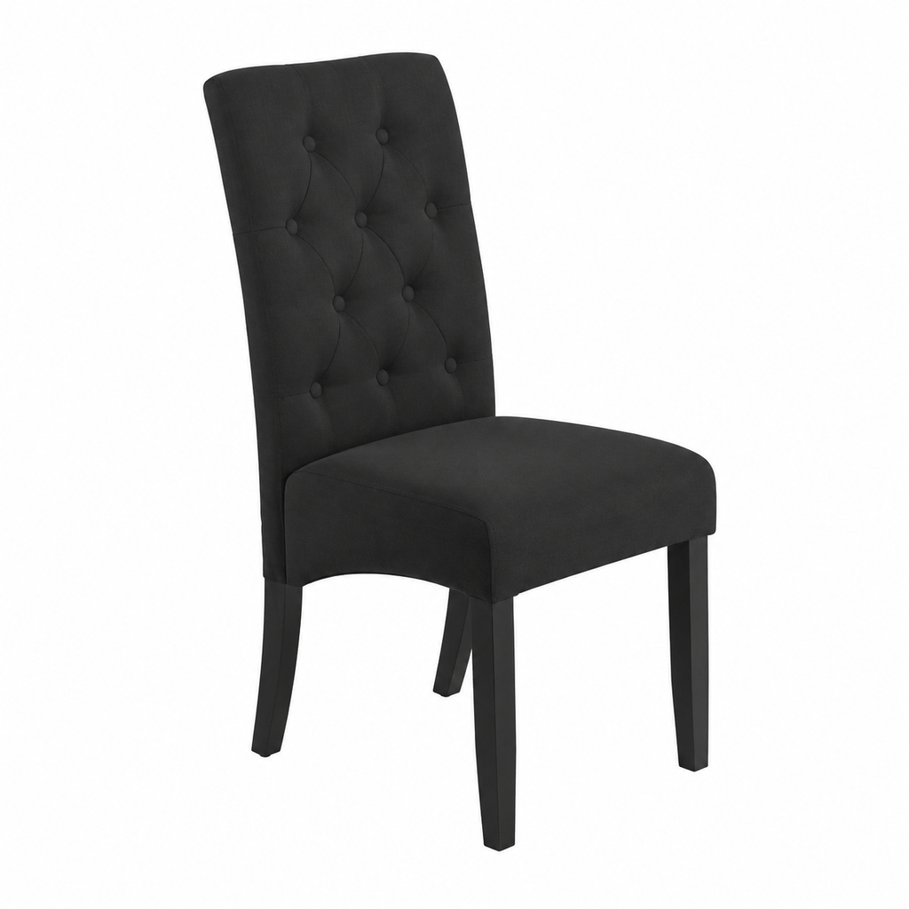 Ensemble de 2 chaises en tissu noir avec pieds en bois