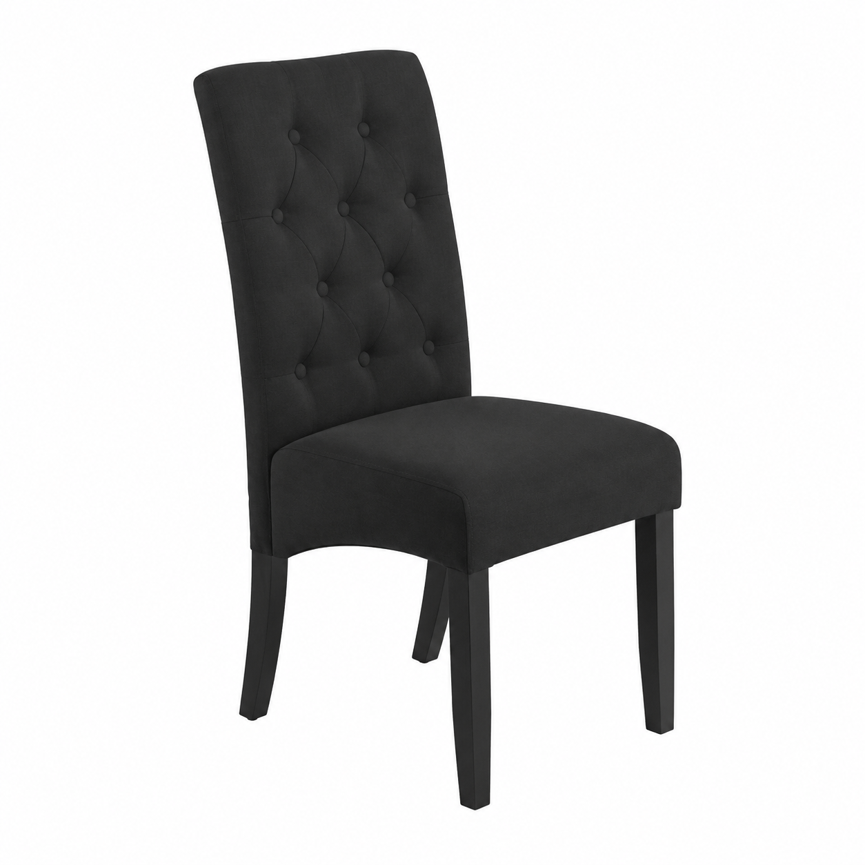 Ensemble de 2 chaises en tissu noir avec pieds en bois