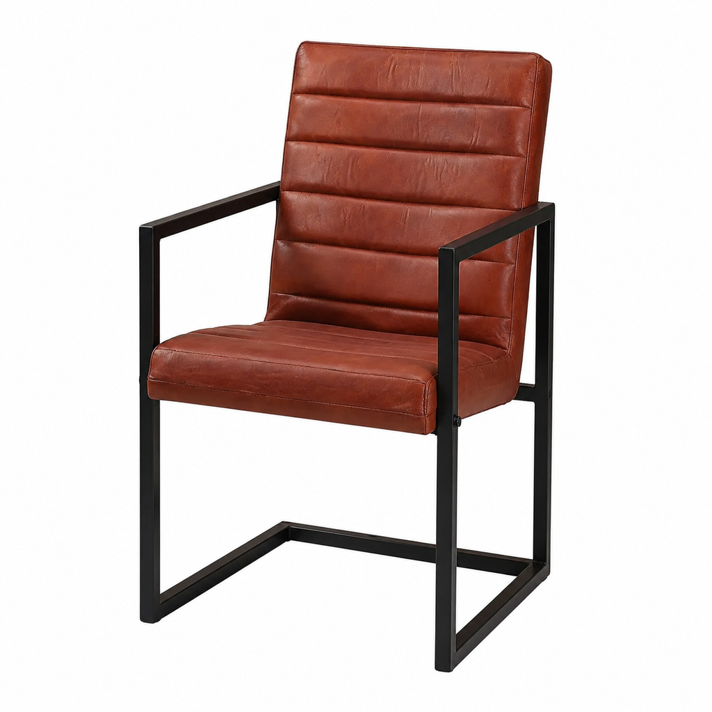 Lot de 4 chaises de salle à manger en cuir marron