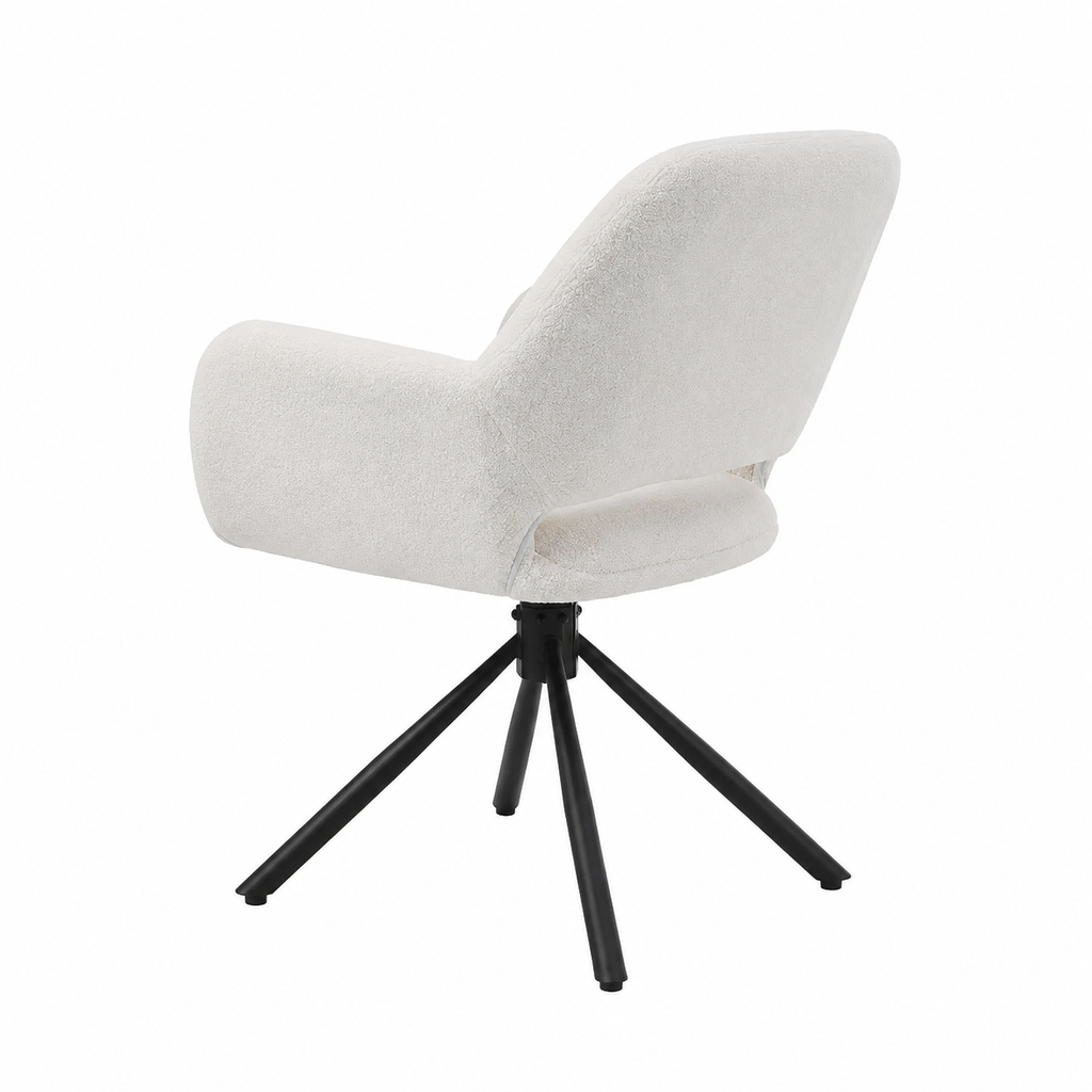 Ensemble de 4 chaises pivotantes modernes avec accoudoirs en tissu Sherpa - Blanc