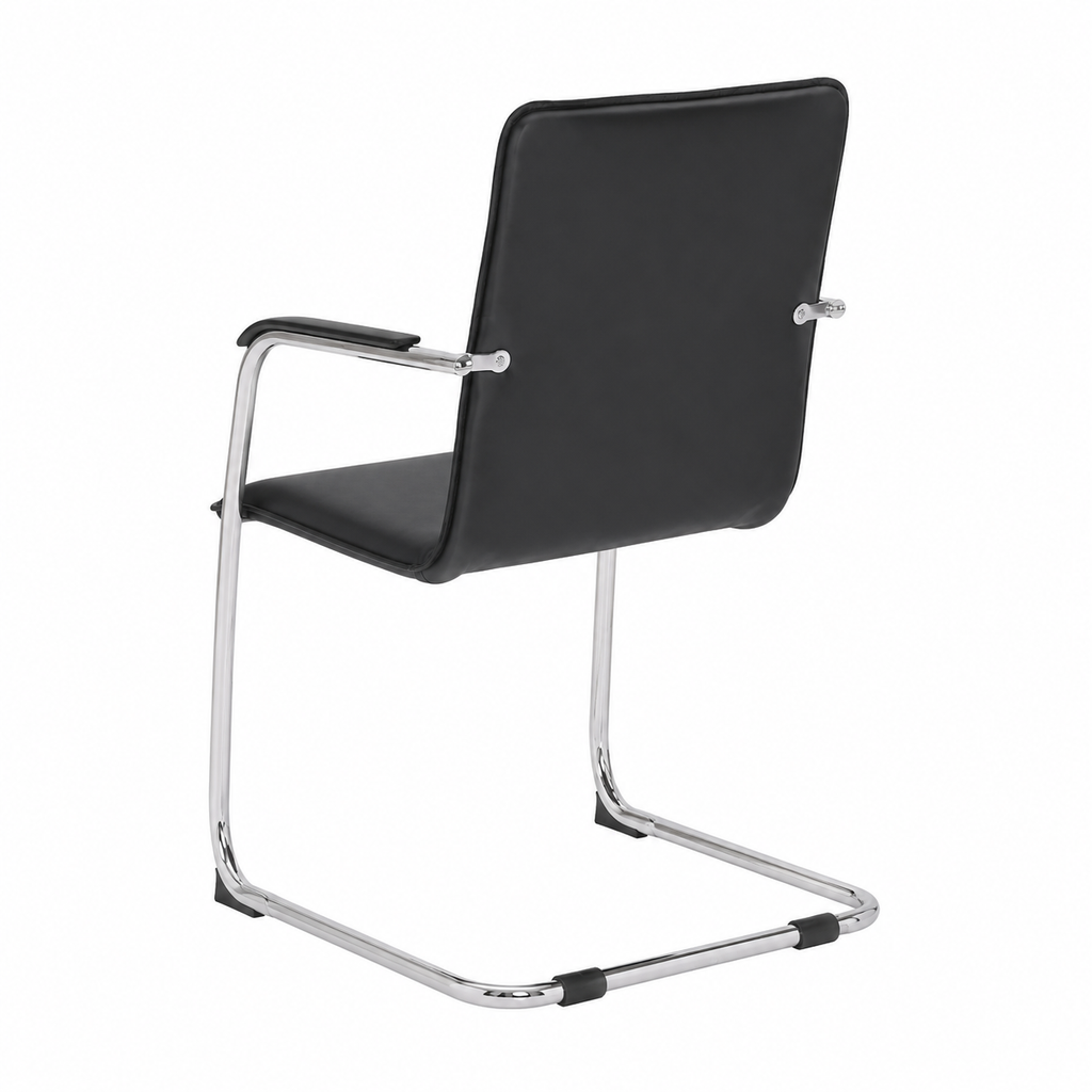 Ensemble de 2 chaises pivotantes en similicuir noir et métal