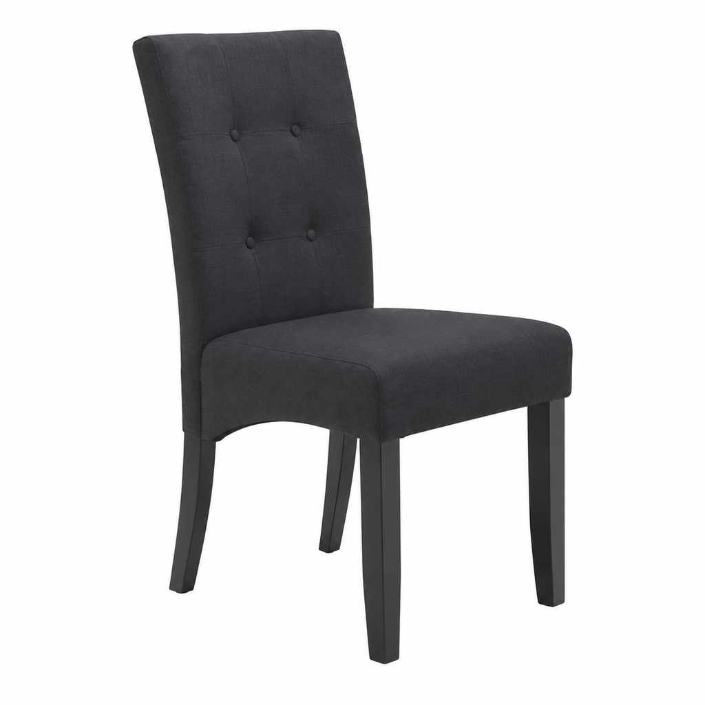 Ensemble de 2 chaises en tissu noir avec pieds en bois