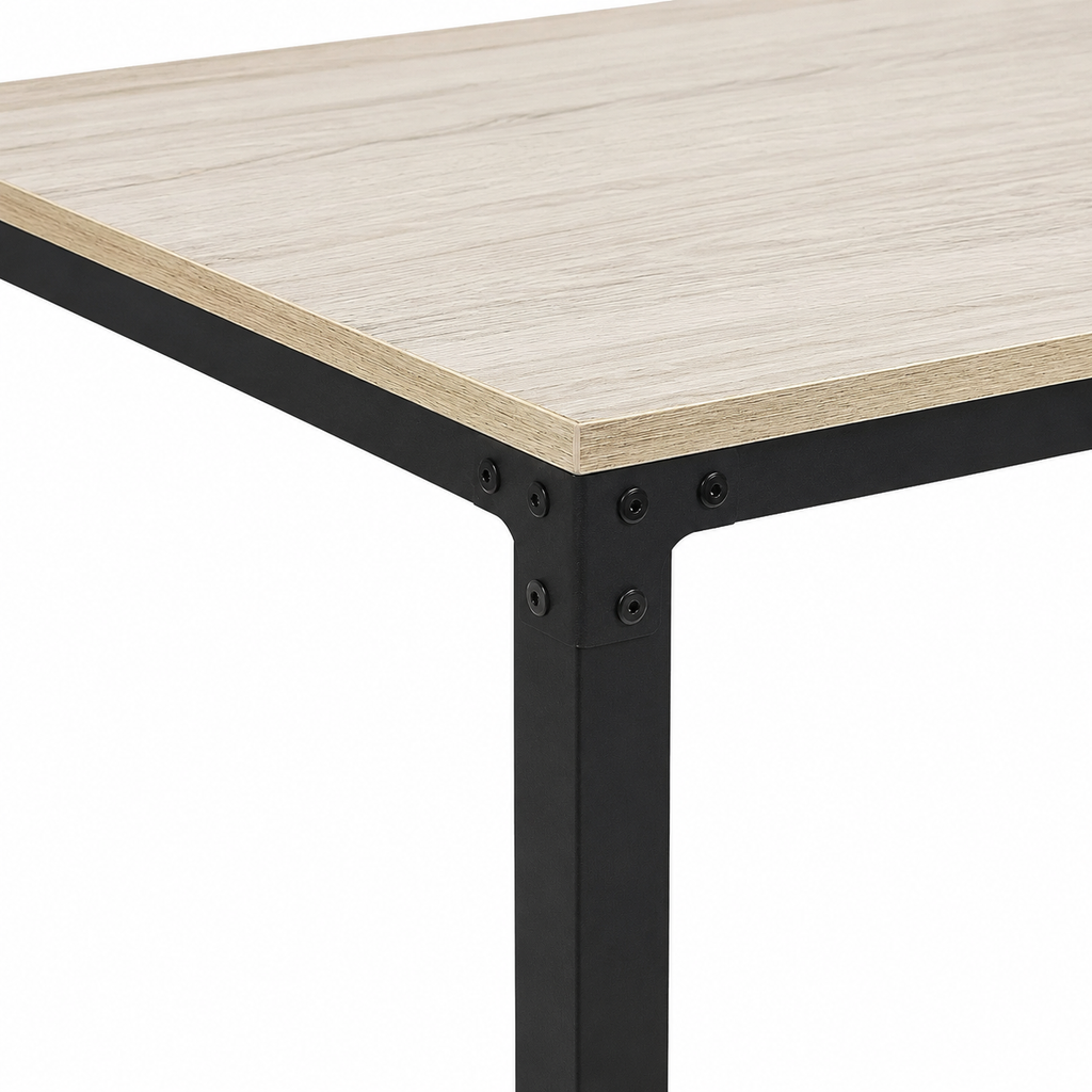 Table de salle à manger en bois clair et noir 150 x 90 cm