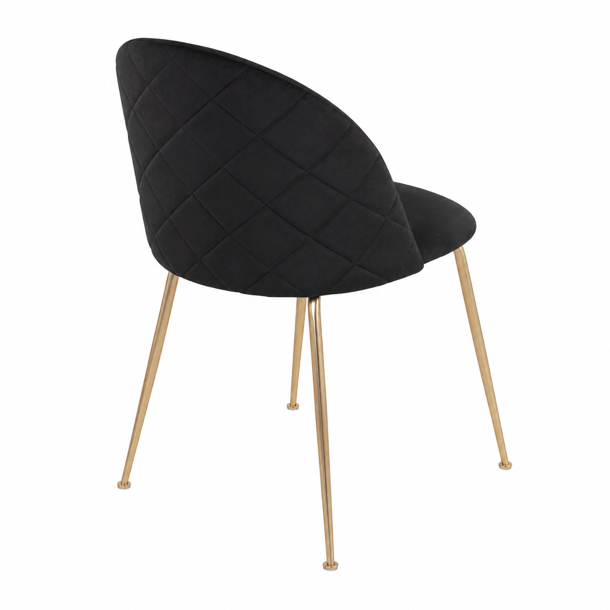 Lot de 2 chaises en velours noir avec dossier rond