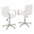 Paire de chaises de salle à manger pivotantes en similicuir blanc