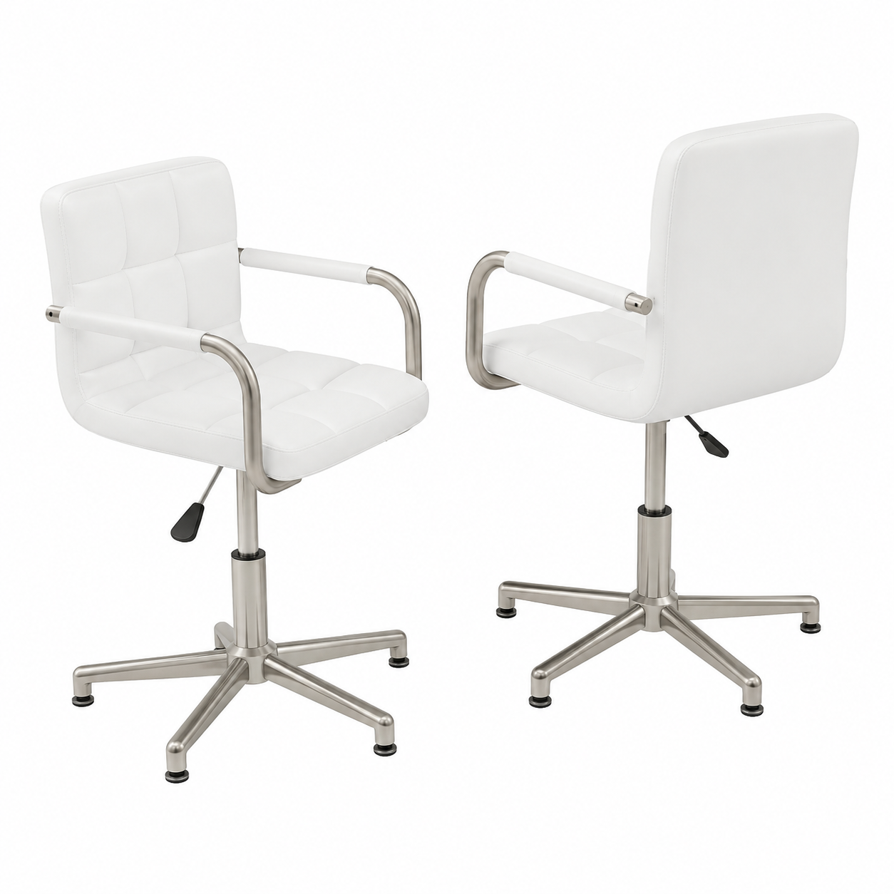 Paire de chaises de salle à manger pivotantes en similicuir blanc