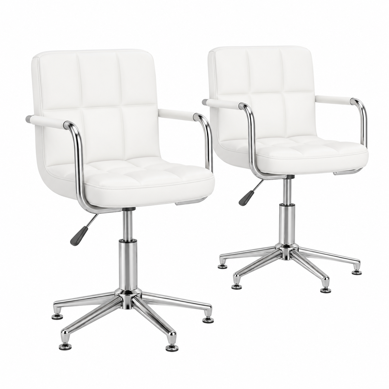 Paire de chaises de salle à manger pivotantes en similicuir blanc