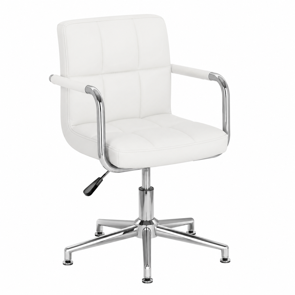Paire de chaises de salle à manger pivotantes en similicuir blanc