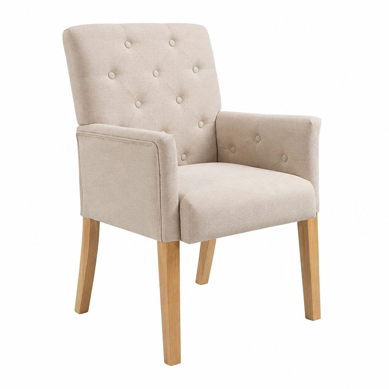Lot de 2 chaises de salle à manger avec accoudoirs en tissu beige