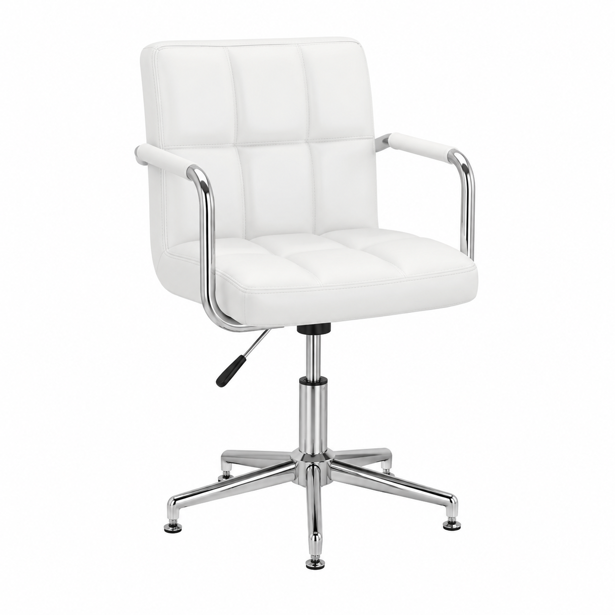 Paire de chaises de salle à manger pivotantes en similicuir blanc