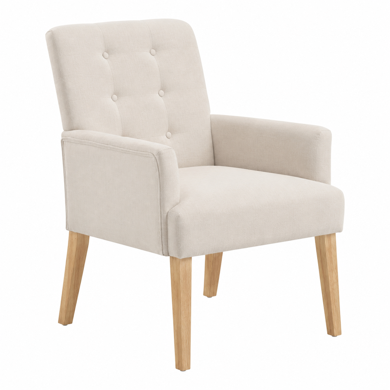 Lot de 2 chaises de salle à manger avec accoudoirs en tissu beige