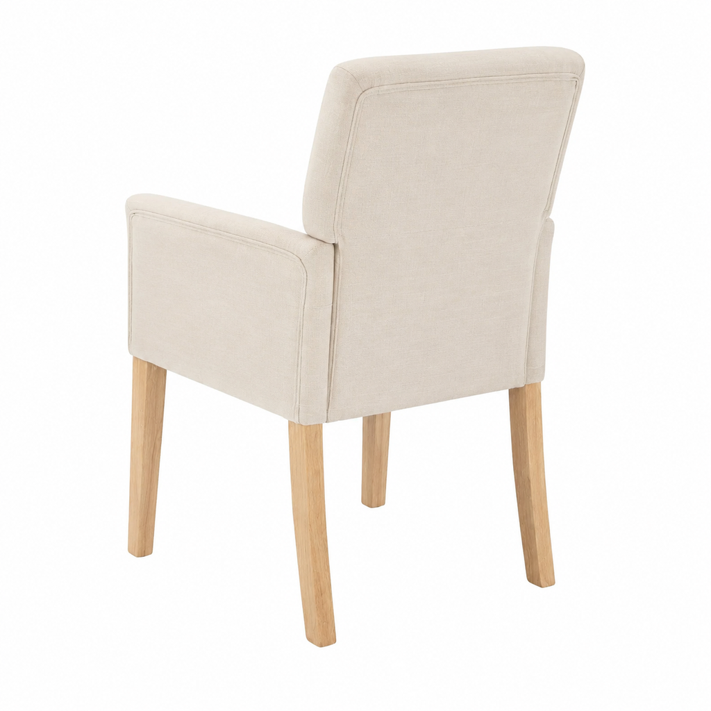 Lot de 2 chaises de salle à manger avec accoudoirs en tissu beige