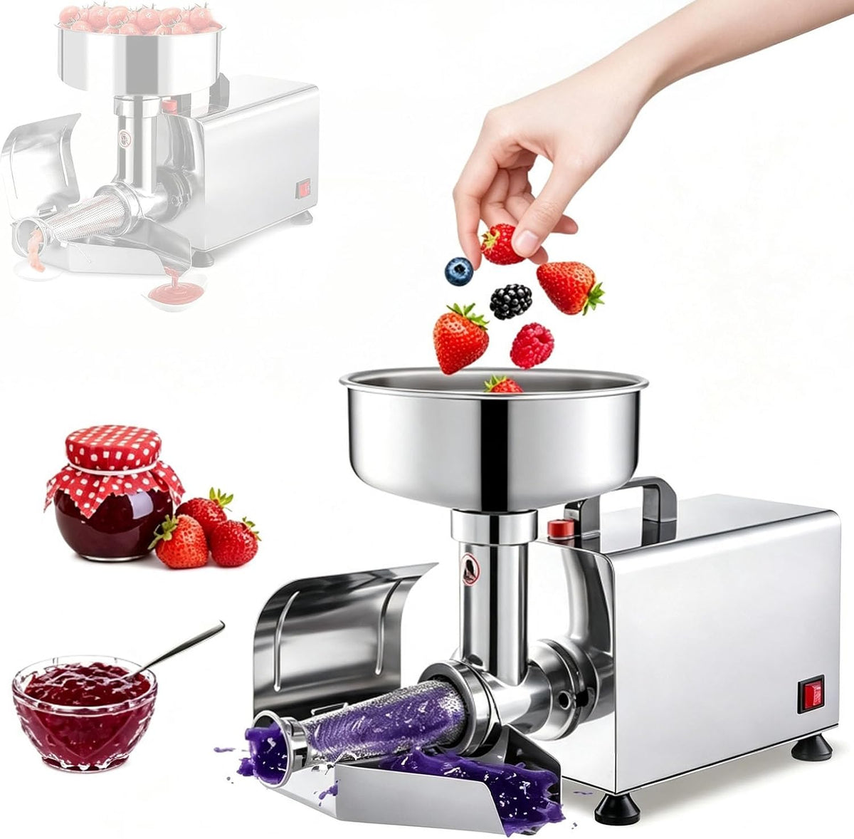 STDZQCWY Passoires alimentaires, 450 W, 150 Kg, Noir, Machine À Confitures Professionnelle, Capacité De Traitement De 70 À /h