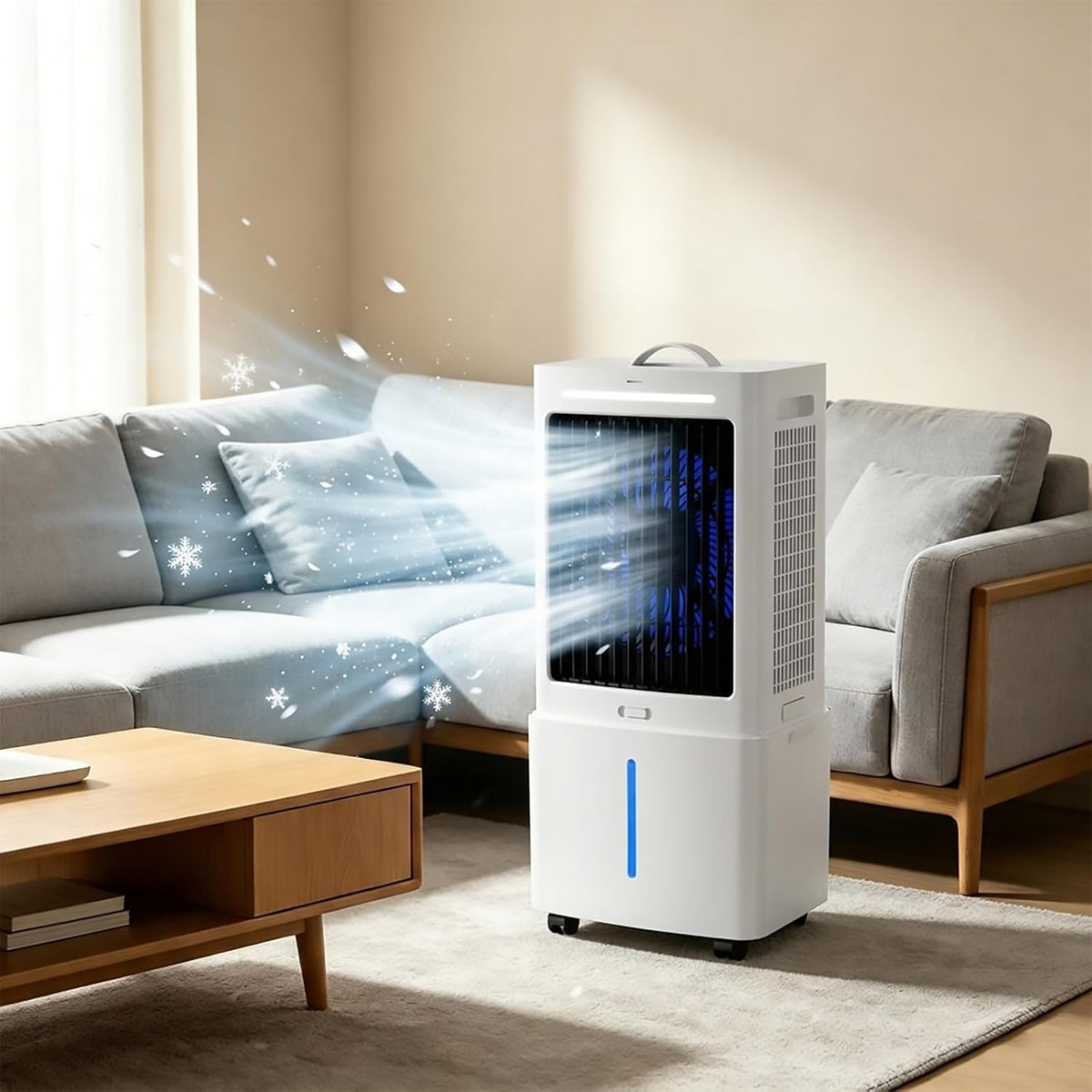 climatiseur portable Climatiseur, 12 litres, Blanc, Mobile Silencieux, Refroidisseur d'air 3 en 1 avec réservoir d'eau