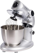 H.Koenig Batteurs sur socle, 5.5 L, 1000 W, Argenté/Gris, Robot Cuisine Pâtissier Pétrin 4 vitesses, Pétrisseur