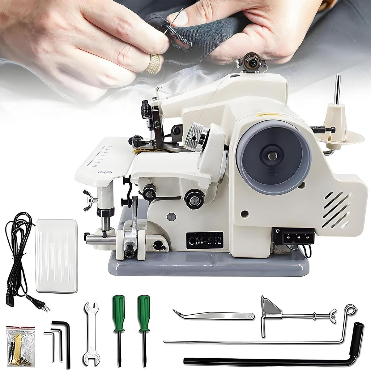 GUTYGIO machine à coudre, 8 mm, 1200 TR/Min, Gris, Machine à ourler à Point Invisible Professionnelle, Machine à ourler à Point Invisible Portable